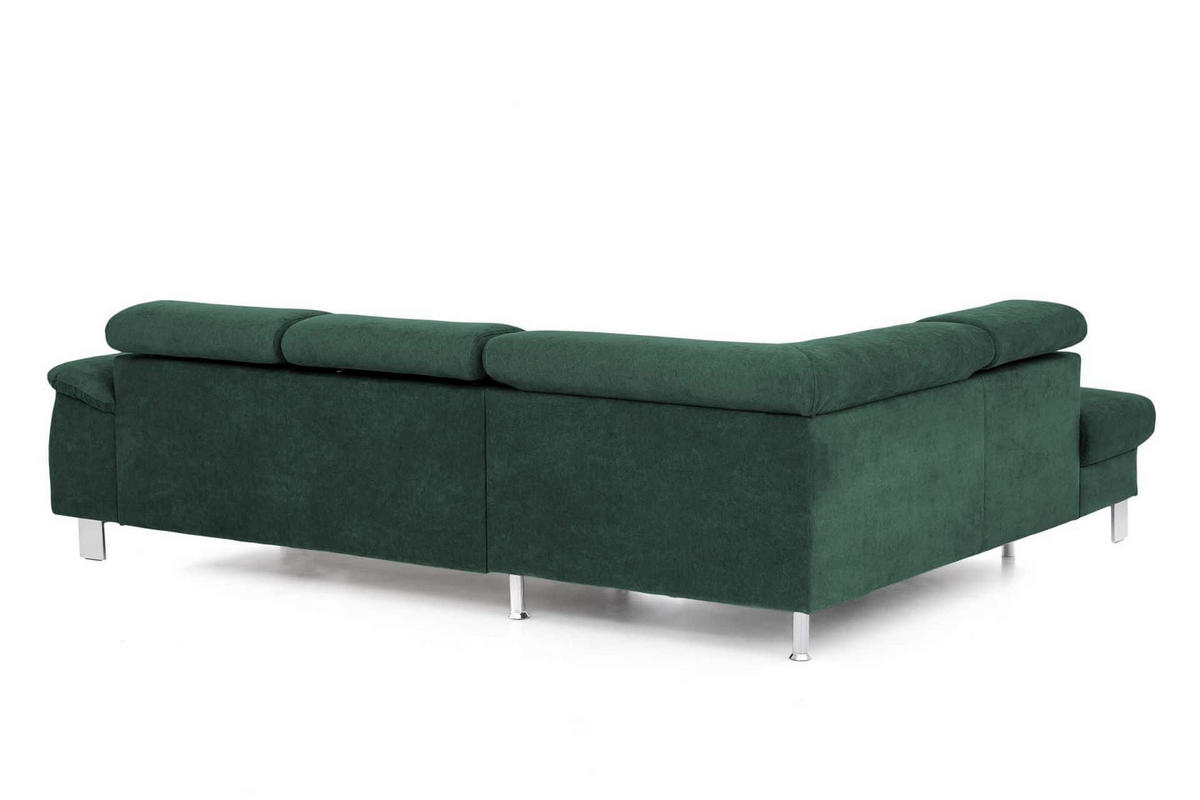 ECKSOFA mit Schlaffunktion und Bettkasten - Chromfarben/Grün, Holz/Textil (249/207cm) - Cotta