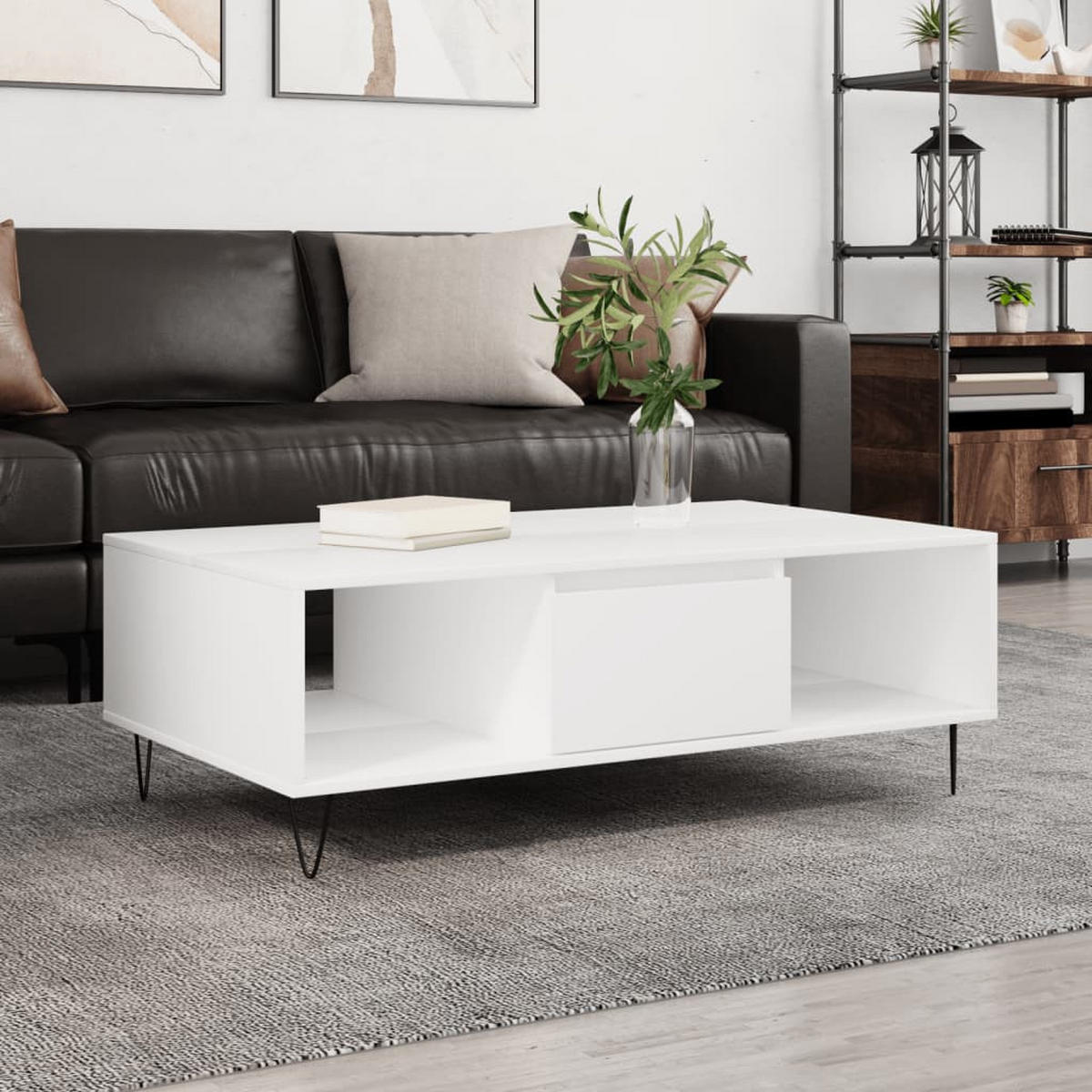 COUCHTISCH Weiß 104x60x35 cm Holzwerkstoff - Weiß, Holzwerkstoff (104/60/35cm) - furnicato