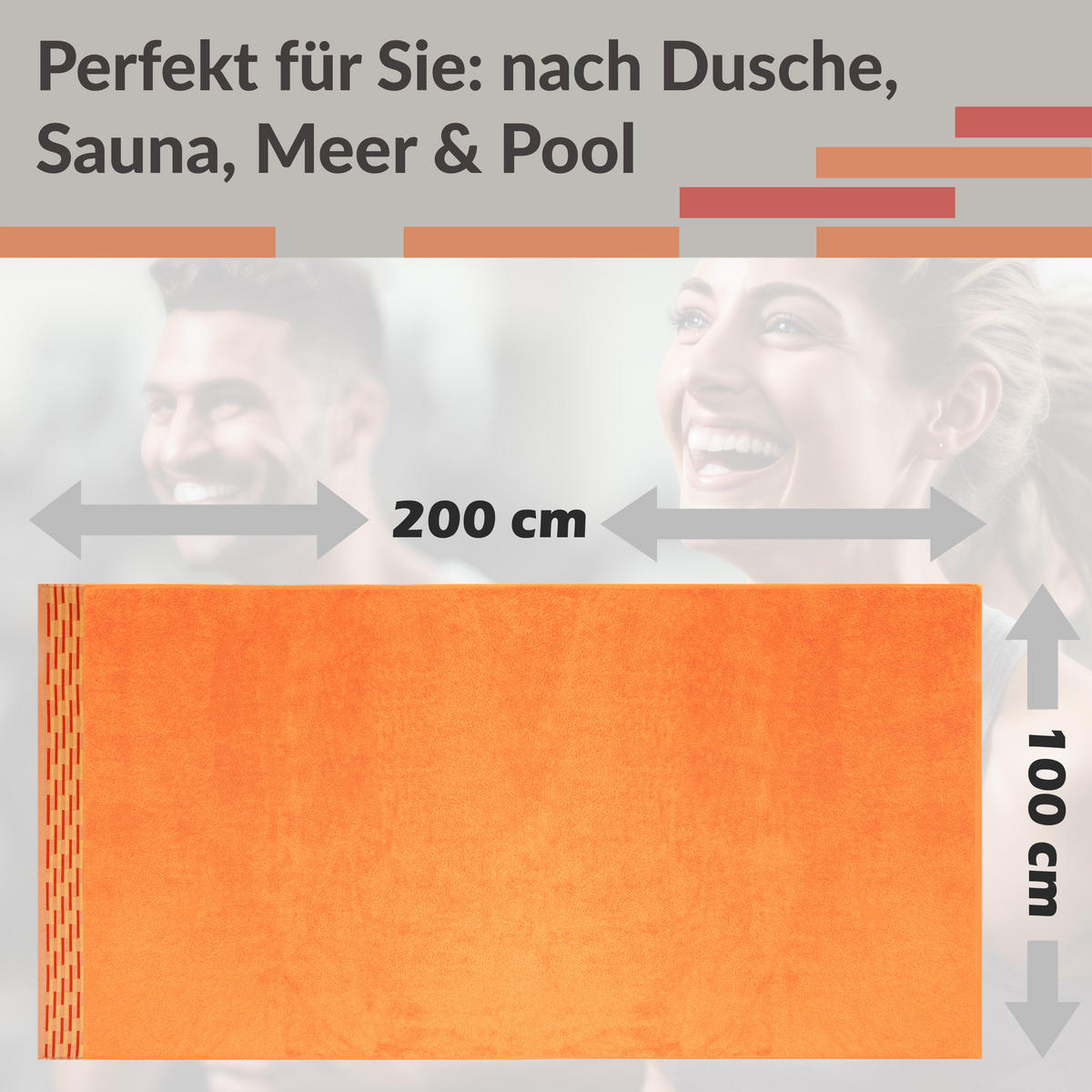 BADETUCH Lugano Orange 100x200 cm - Orange, Textil (100/200cm) - Lashuma