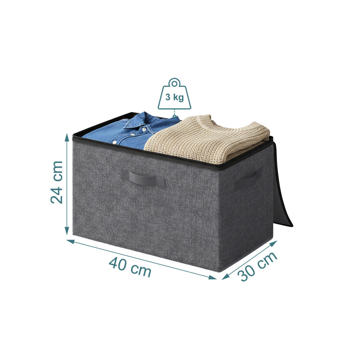 3XÚLOŽNÉ boxy - antracitová, textil - Relaxdays