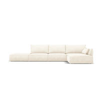 ECKSOFA rechts Kaelle aus Chenille-Stoff leichtes beige 5 Sitzplätze - Creme, Textil (171/364cm) - Micadoni