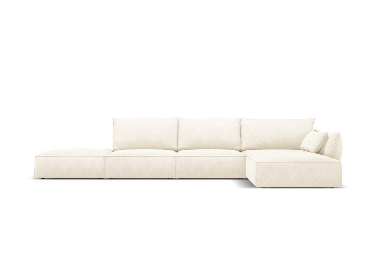 ECKSOFA rechts Kaelle aus Chenille-Stoff leichtes beige 5 Sitzplätze - Creme, Textil (171/364cm) - Micadoni