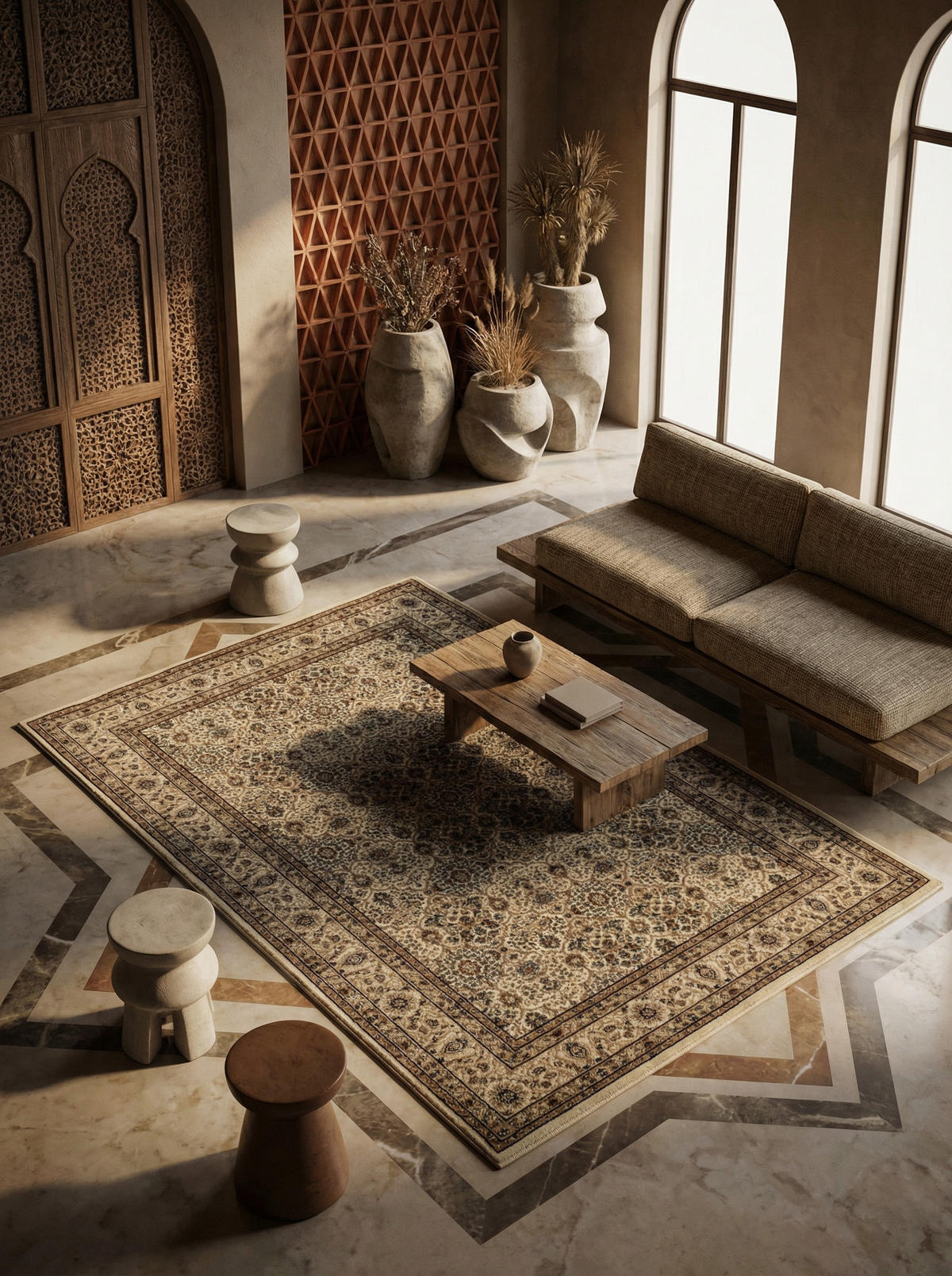 TEPPICH Kurzflor Orientalisch Muster Polypropylen Gewebt Beige Läufer 80x150 - Beige, Textil (80/150cm) - KADIMA DESIGN