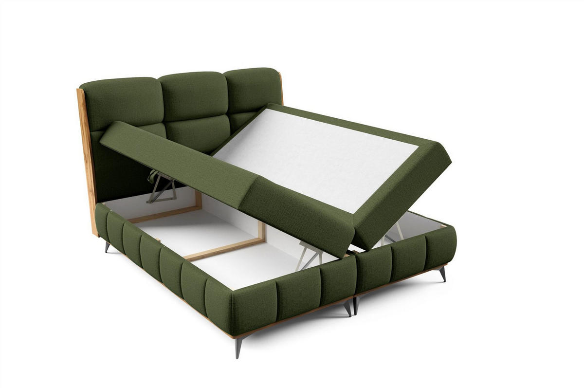 BOXBETT Charlie - Grün, Holzwerkstoff/Textil (180/200cm) - Fun Möbel