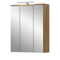SPIEGELSCHRANK Eiche Artisan 60 x 77 cm, Badschrank inklusive LED-Beleuchtung - Schwarz/Eiche Artisan, Glas/Holzwerkstoff (60/77/22cm) - Inn.Furn
