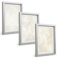 BILDER SET 3er Set - 20x30 cm Silberner Rahmen - Helles Strukturfarbendesign - Silberfarben, Kunststoff (20/30cm) - TULUP