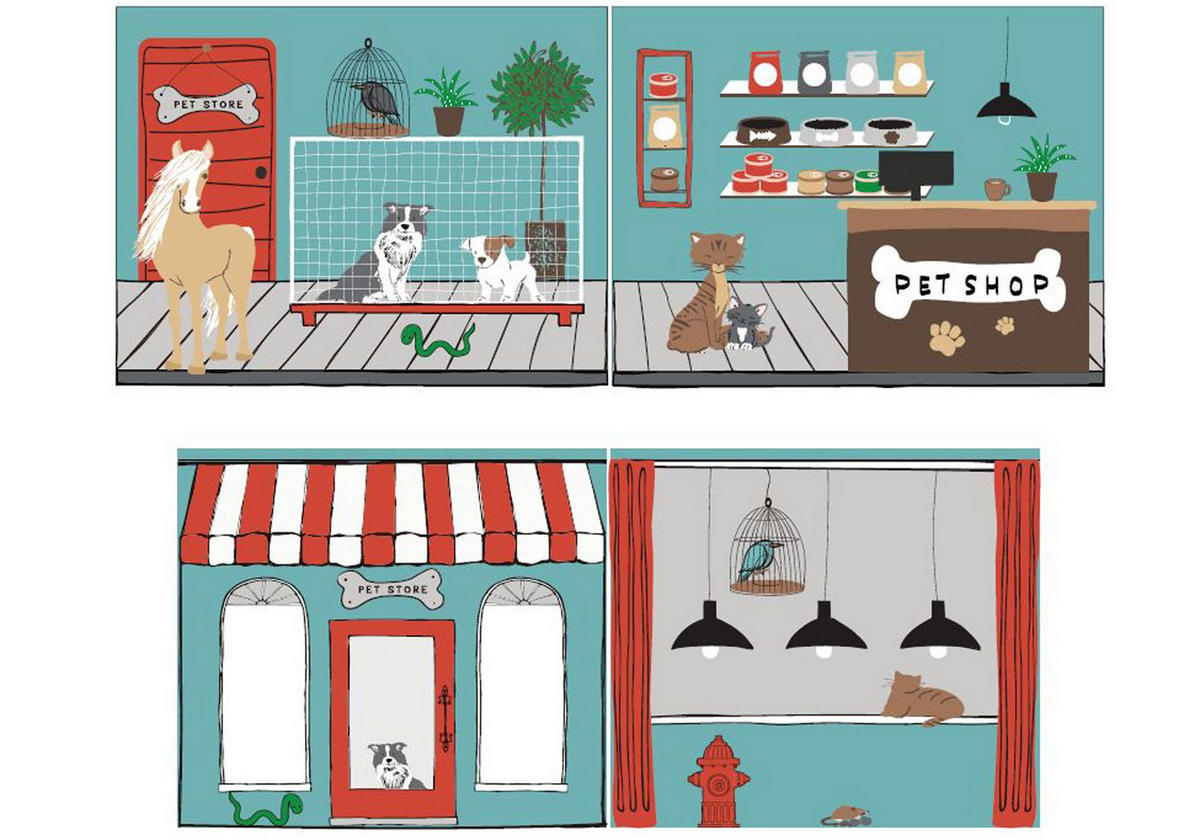 KINDERBETT Karolina 210x114x106 Massivholz Grau Textilset Pet Shop - Blaugrau/Grau, Holz (90/200cm) - 58aufmkessel
