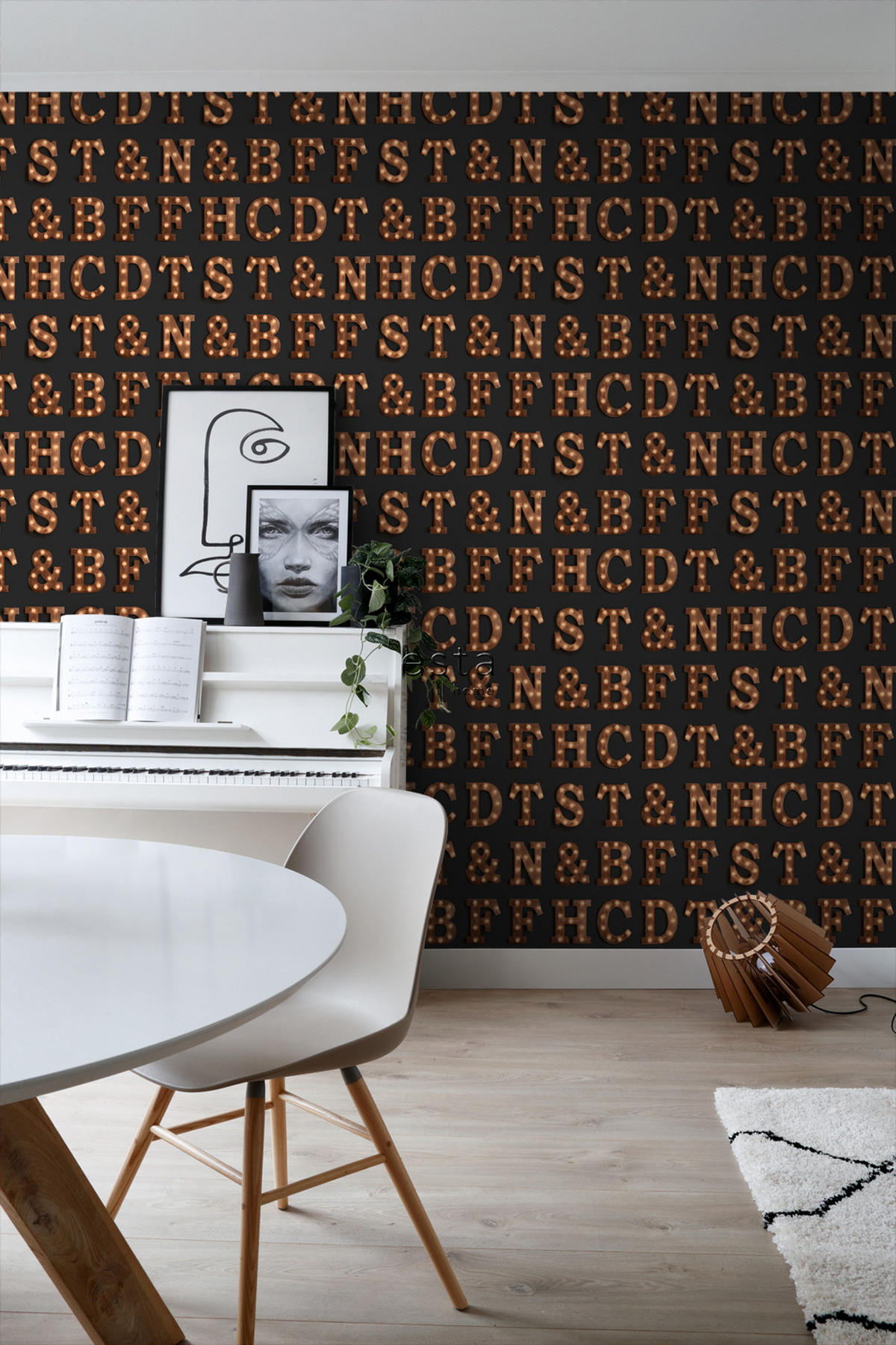 TAPETE Leuchtbuchstaben 53 cm x 10.05 m - Schwarz, Papier (53/1000cm) - ESTAhome