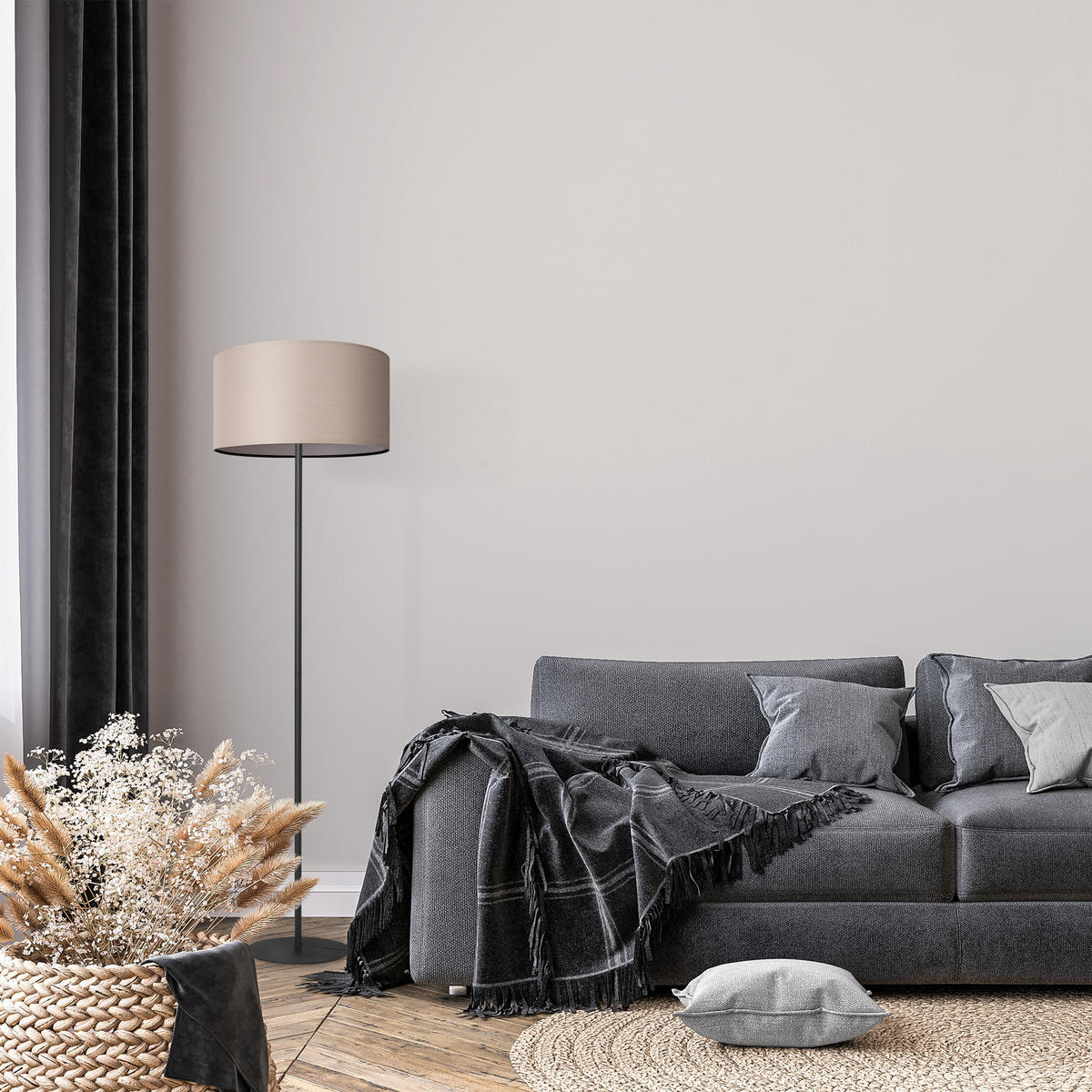 STEHLEUCHTE Luca Fl - Ecru, Metall (38/38/144cm) - Paco Home