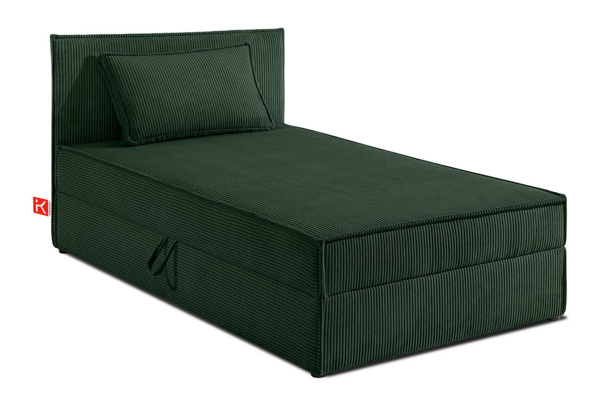 BOXSPRINGBETT ROTI Einzelbett, dunkelgrün - Dunkelgrün/Schwarz, Holz/Holzwerkstoff (100/200cm) - KONSIMO®