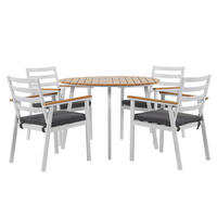 GARTENMÖBEL SET 4-Sitzer Aluminium weiß Auflagen grau Cavoli - Hellbraun/Weiß, Metall - Beliani