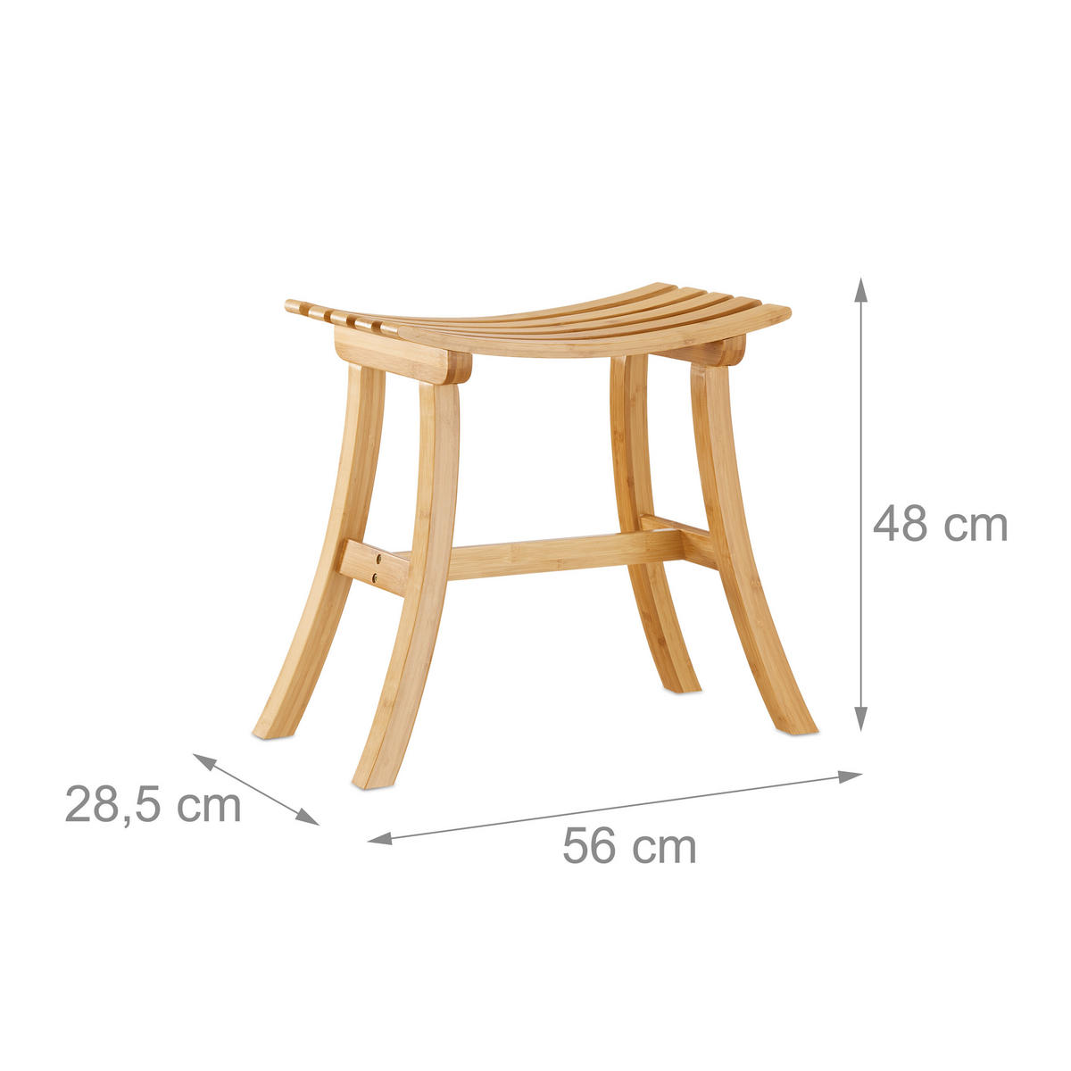 HOCKER - Hellbraun, Holz (56/48/28.5cm) - Relaxdays