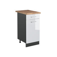 DULAP DE BAZĂ DE BUCĂTĂRIE R-Line, Alb lucios ridicat/antracit, 40 cm стільниця Золотий дуб - alb lucios/antracit, compozit lemnos (40/81.6/60cm) - Vicco