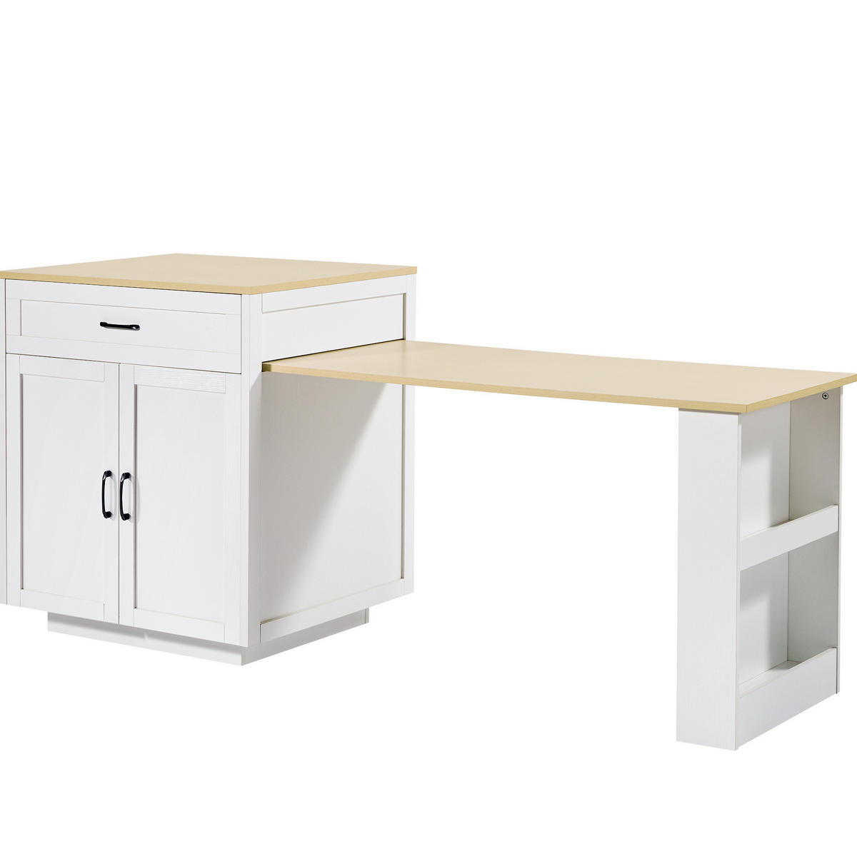 STEHTISCH ausziehbar mit Stauraum 133-202 x 70 x 93,5 cm Weiß - Weiß, Holz (70/93.5/133cm) - Beauniv