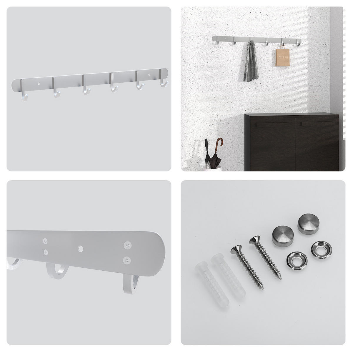 HAKENLEISTE 46/4.7/4.7 cm - Silberfarben, Metall (4.7/4.7/46cm) - Intirilife