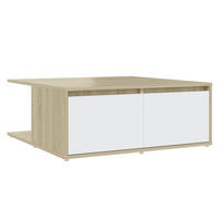 COUCHTISCH Weiß und Sonoma-Eiche 80x80x31 cm Holzwerkstoff - Weiß, Holzwerkstoff (80/80/31cm) - furnicato