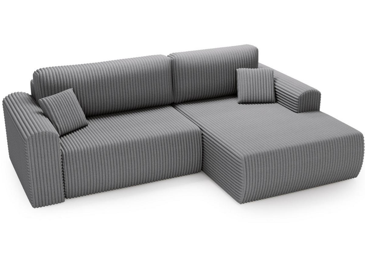 ECKSOFA Belvio Dunkelgrau Rechts - Dunkelgrau/Schwarz, Holz/Textil (257/177cm) - Graingold