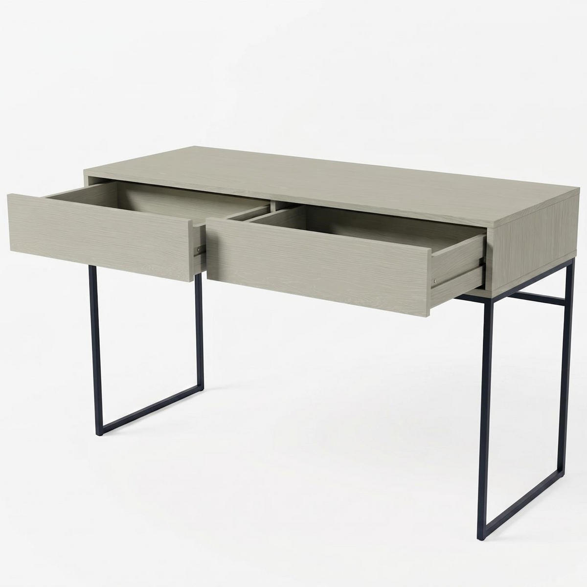 SCHMINKTISCH GENUA D-LUX Eukalyptus, Schwarzes Gestell, Grifflos - Schwarz/Grün, Holzwerkstoff/Metall (37/137/83cm) - Bettso