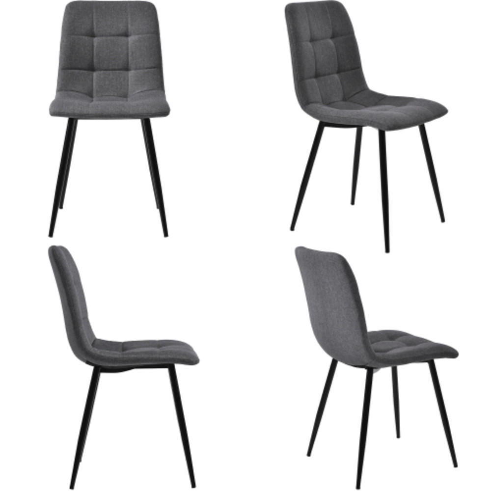 STUHLSET 4er-Set mit Metallbeinen, ergonomisch gepolsterter Ess- und Küchenstuhl für Wohnzimmer, grau - Grau, Textil (46/86/44cm) - Luhomfu