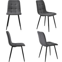 STUHLSET 4er-Set mit Metallbeinen, ergonomisch gepolsterter Ess- und Küchenstuhl für Wohnzimmer, grau - Grau, Textil (46/86/44cm) - Luhomfu