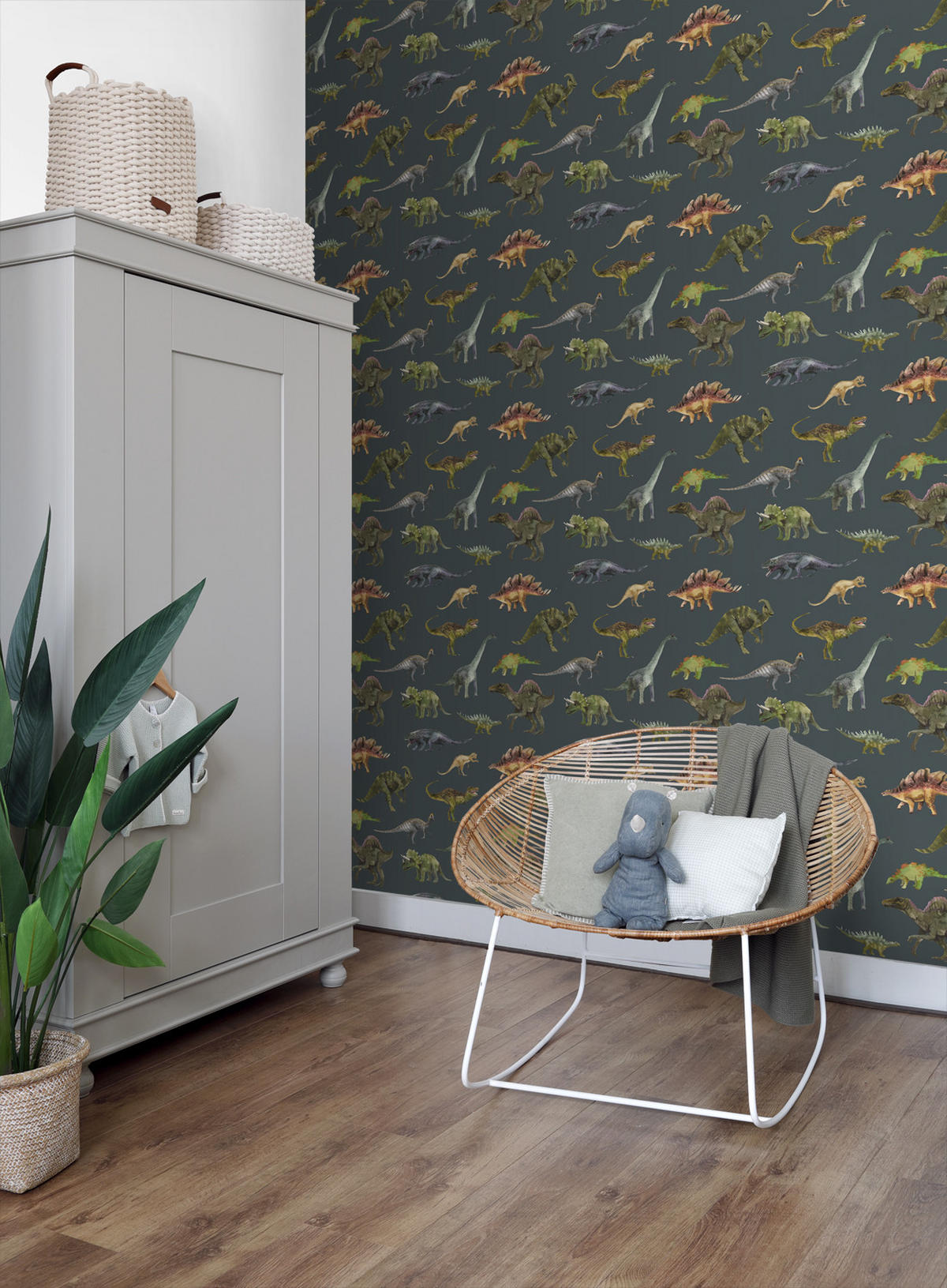 TAPETE Dinosaurier 50 x 900 cm - Blau, Papier (50/0.1cm) - Sanders & Sanders