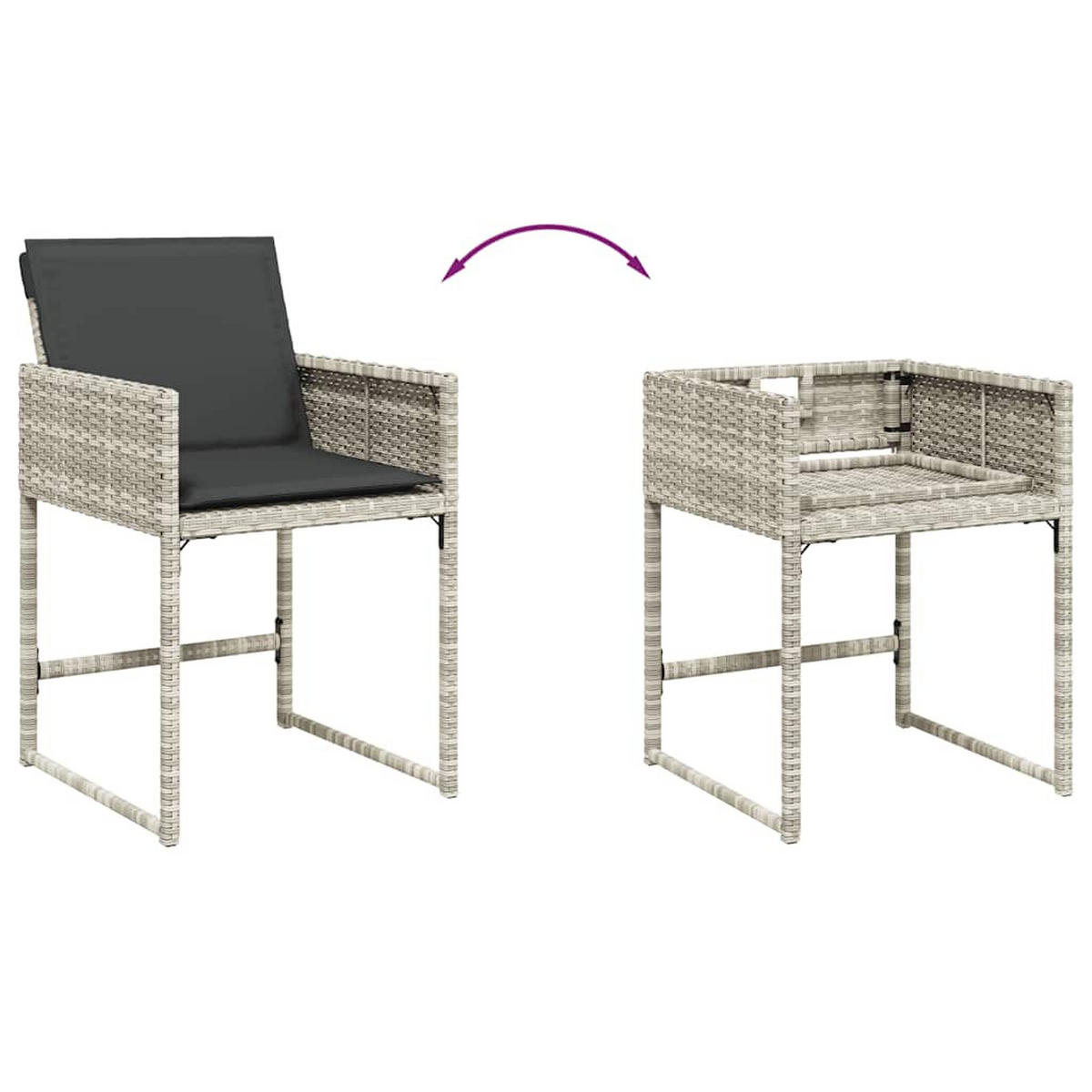 GARTEN-ESSGRUPPE 5-teilig Mit Kissen Hellgrau Poly Rattan - Grau, Kunststoff - vidaXL