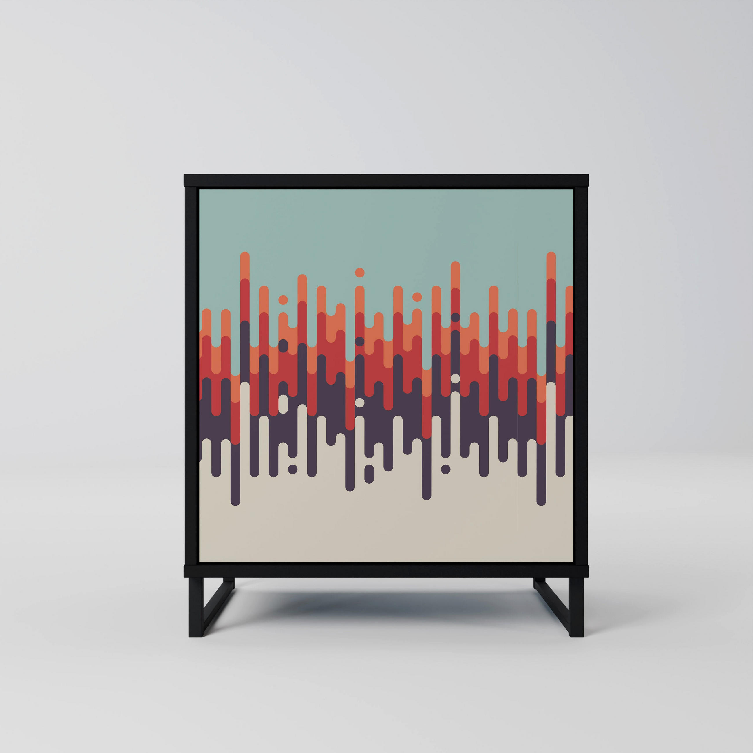 SIDEBOARD CHROMA CONTOURS, Schwarz, 57,5x42x67,5 cm, Schwarze Metall-Rahmenfüße - Multicolor/Schwarz, Holzwerkstoff/Metall (57.5/67.5/42cm) - SpaceRebels