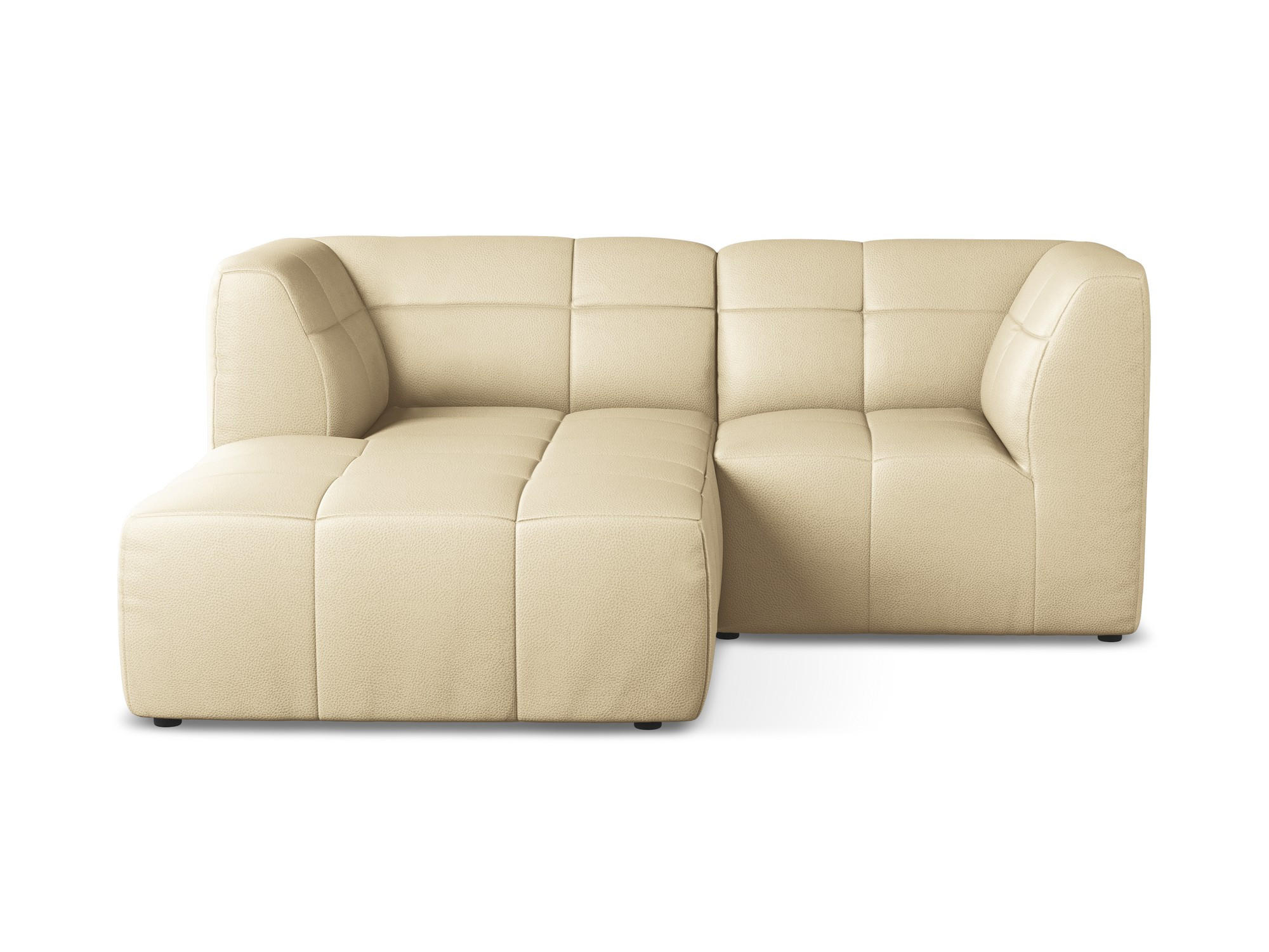 ECKSOFA Links Kunstleder Beige - Beige/Schwarz, Holzwerkstoff/Kunststoff (191/175cm) - Makamii