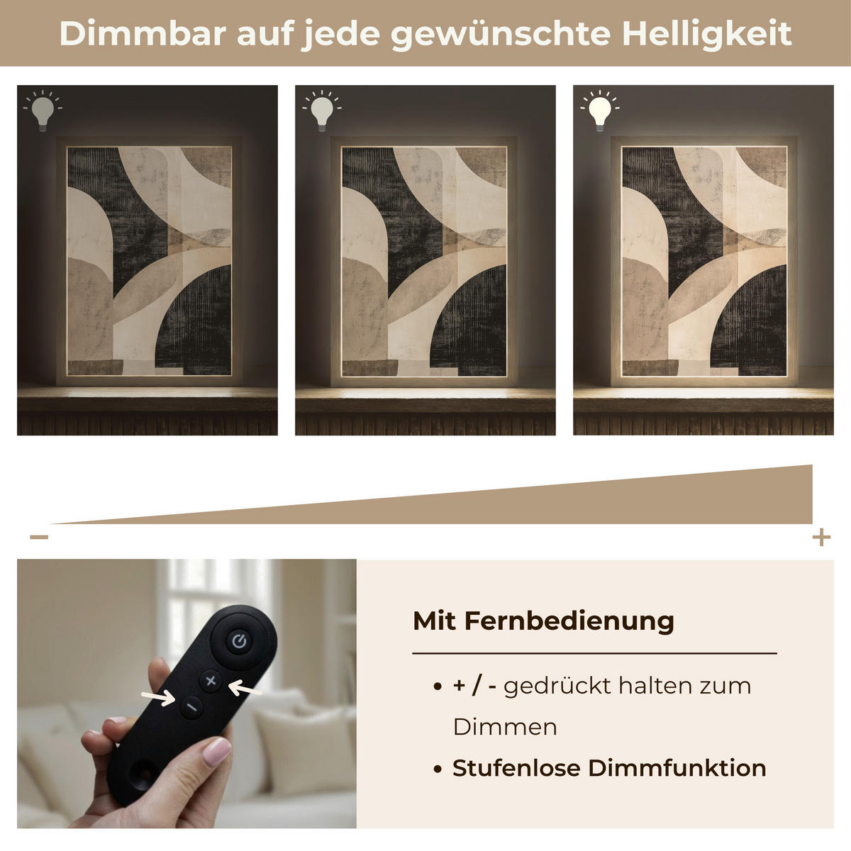 NÁSTĚNNÁ LAMPA S AKUMULÁTOREM Abstraktní - Tvary - Moderní - Béžová 30x40 cm - šedá, kompozitní dřevo (30/40/8cm) - OnlyWow