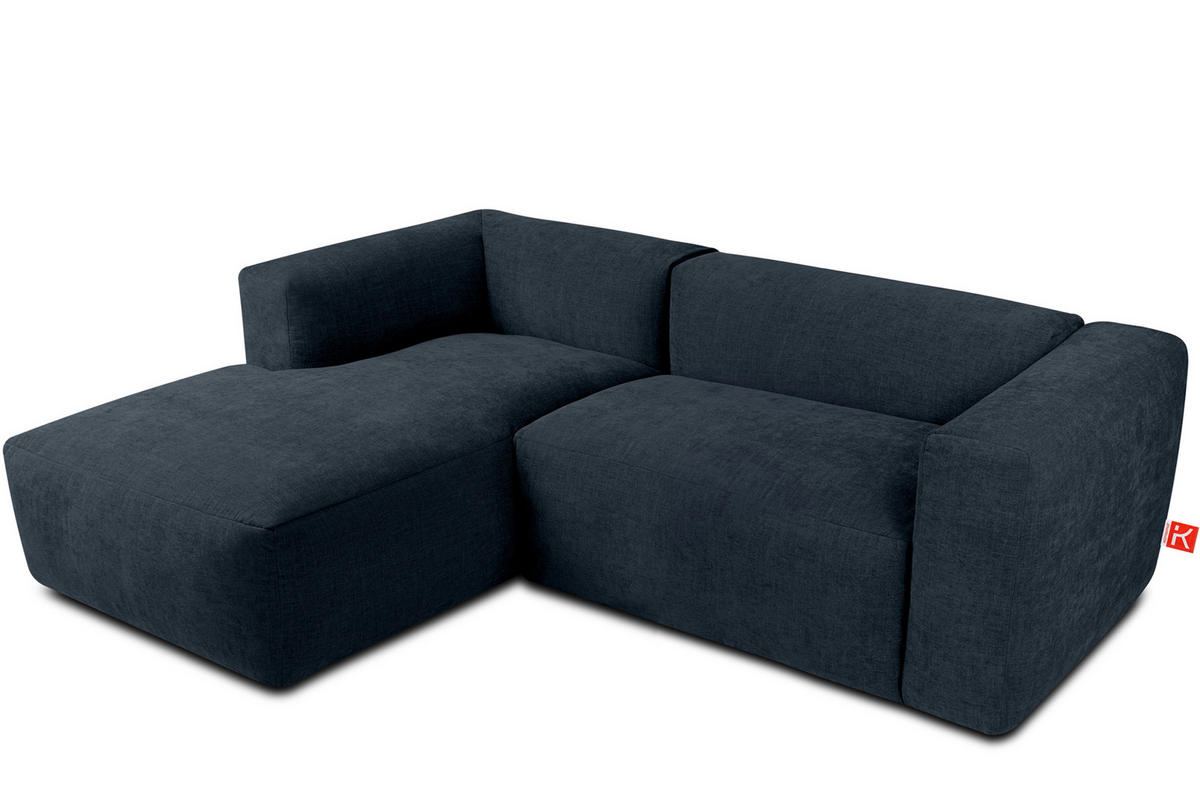 ECKMODULSOFA-LINKS BUFFO 3/4 Sitzer mit extrem weicher Sitzfläche, Gewebestoff, dunkelblau - Dunkelblau, Textil (237/180cm) - KONSIMO®