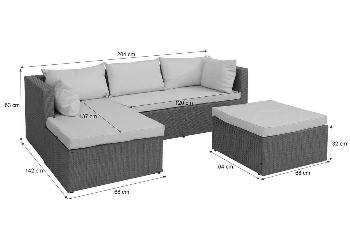 LOUNGEGARNITUR Grau - Grau, Kunststoff - MCW