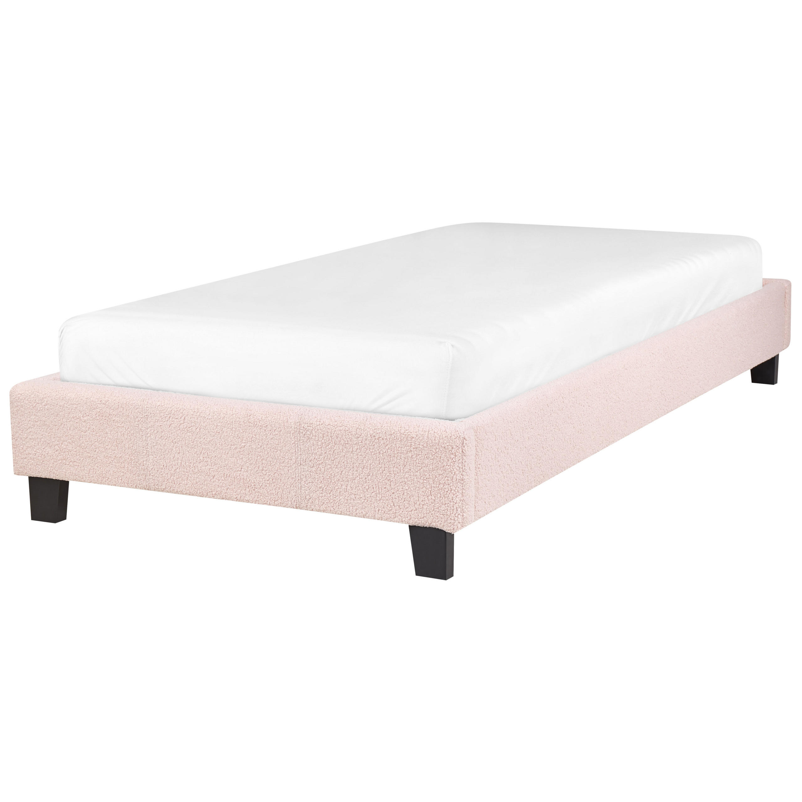 POLSTERBETT Rosa-Dunkler Holzfarbton 90-200 cm Roanne - Pink/Dunkelbraun, Textil (90/200cm) - Beliani