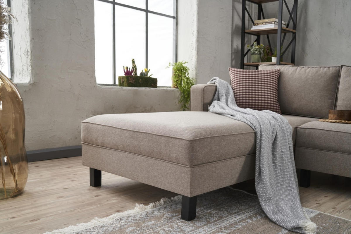ECKSOFA mit elegantem Leinen-Bezug - Beige/Creme, Buchenholz/Textil (258/187cm) - myHomelando