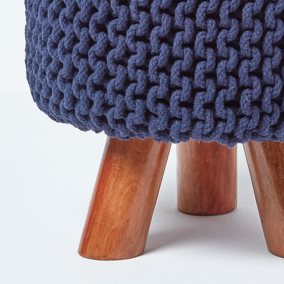 STRICK-HOCKER dunkelblau, Dreibein 32/32/42 cm - Dunkelblau, Textil (32/42/32cm) - Homescapes