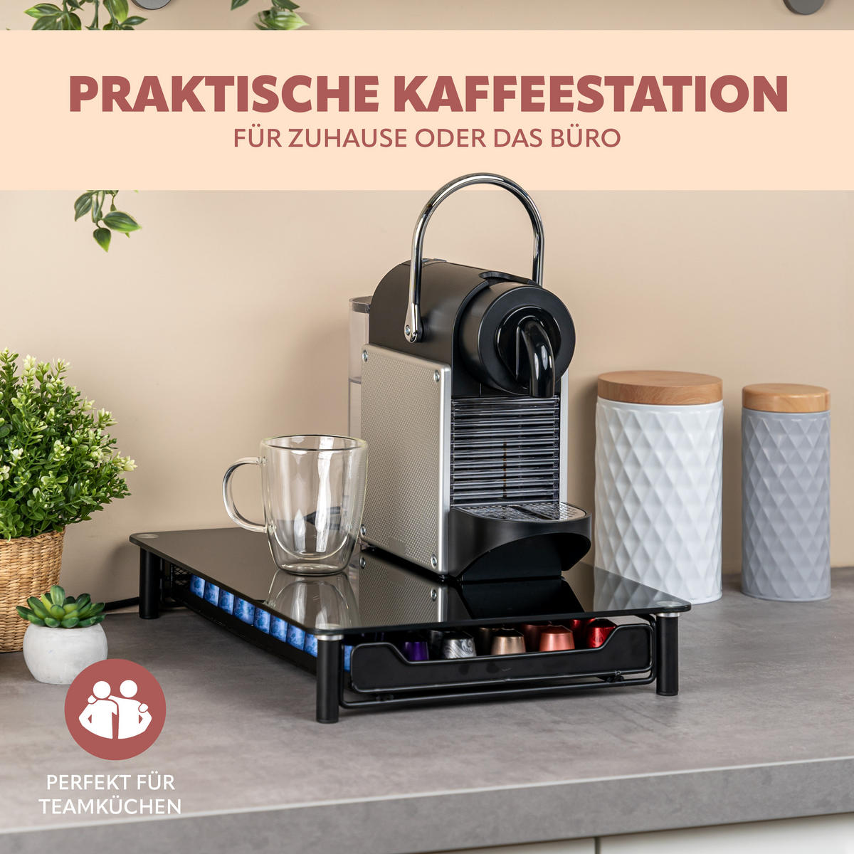 KAFFEEKAPSEL-BOX, für Nespresso, schwarz - Schwarz, Metall (31/7/40.5cm) - bremermann