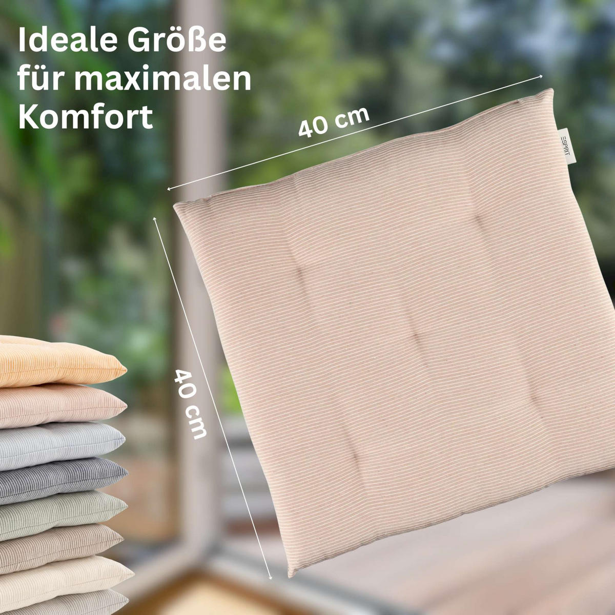 SITZKISSEN 2er Set Needlestripe rose - 40x40 cm - Rosa, Textil (40/40/3cm) - Esprit