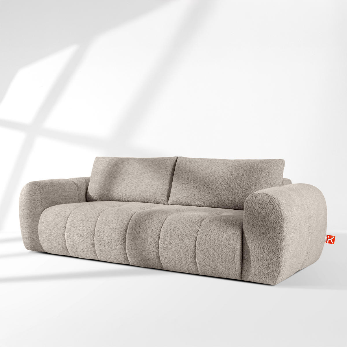 EINZELSOFA LIRA, Grau, Bouclé - Grau, Holz/Holzwerkstoff (256/84/112cm) - KONSIMO®
