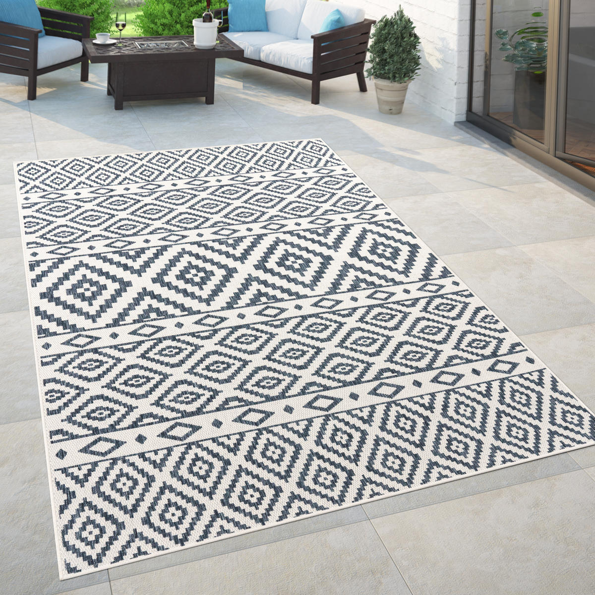 OUTDOORTEPPICH 160/220 cm Coco 201 - Blau, Textil (160/220cm) - Paco Home