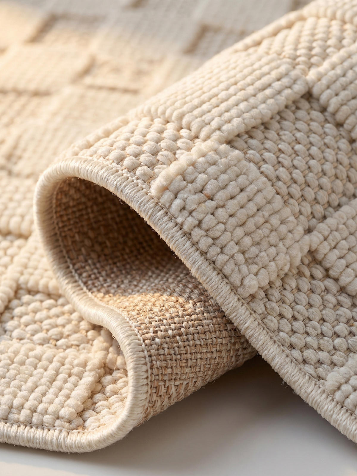 TEPPICH Flachgewebe LANGAU in Creme, mit Schachbrettmuster, 80 x 250 cm - Creme, Textil (80/250cm) - KADIMA DESIGN