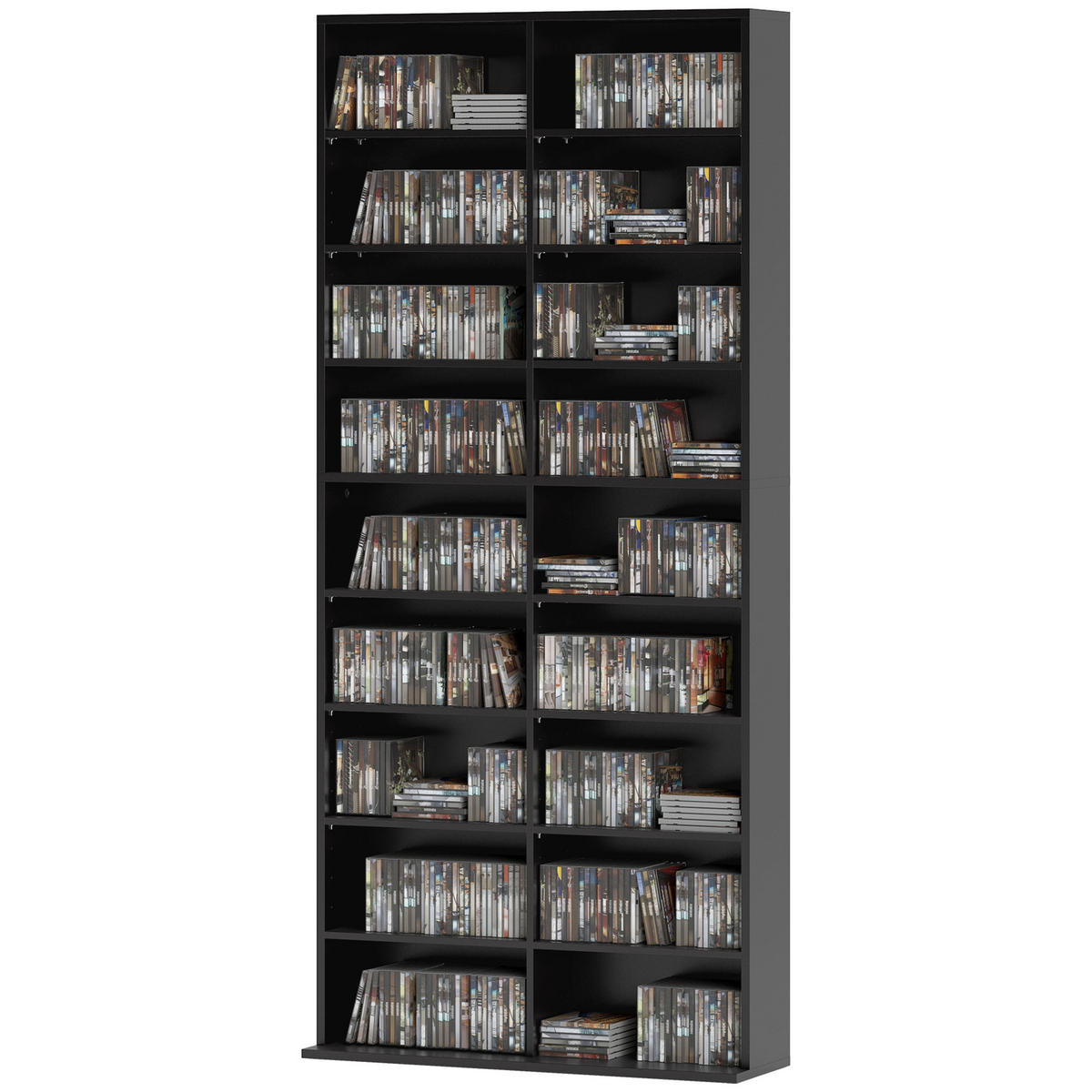 CD-REGAL DE-14489 18 Fächer, verstellbare Böden Schwarz - Schwarz, Holzwerkstoff (24/175/78.5cm) - ComfortXL