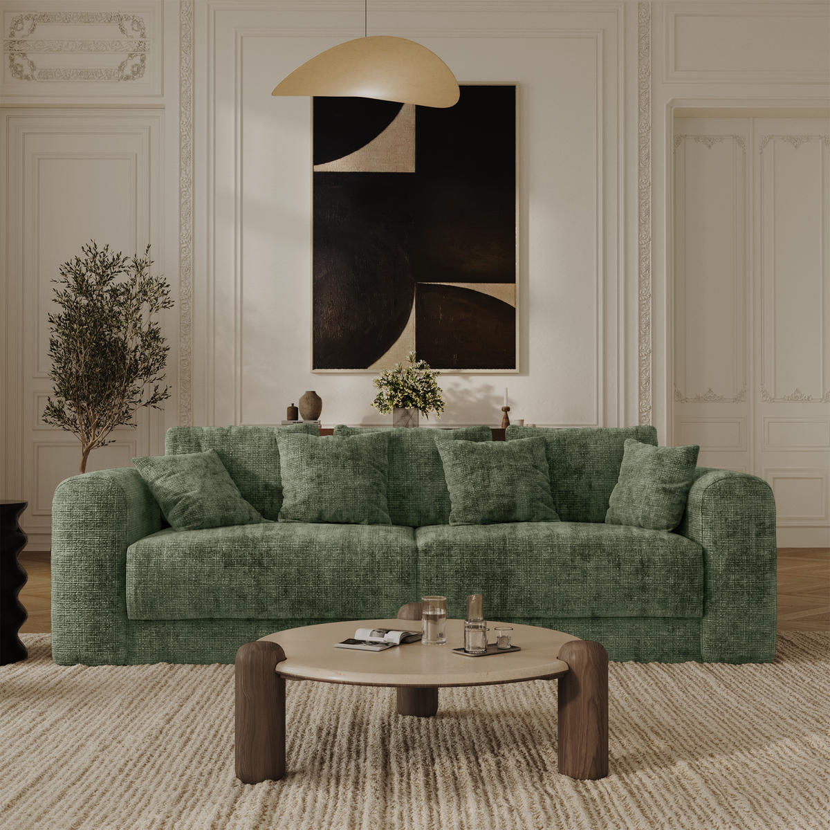 SCHLAFSOFA mit Stauraum in Nussbaum RIO Geprägter Samt Smaragdgrün 250cm - Smaragdgrün/Grün, Textil (250/90/95cm) - Sia Home