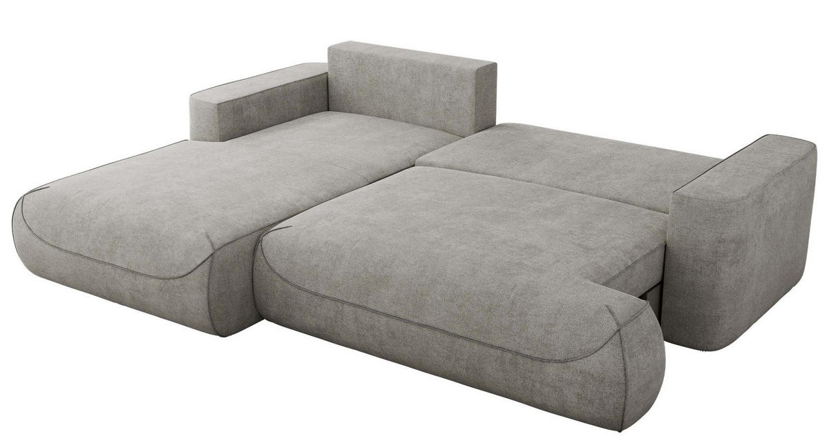 ECKSOFA OVO L Hellgrau Struktur - Links Seite - Hellgrau/Schwarz, Kunststoff/Textil (271/195cm) - MKS