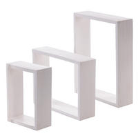 WANDREGAL-SET CUBEN 3-tlg Recyclingholz massiv, 3 Größen 06 weiß-landhaus - Weiß, Holz (40/50/11cm) - DESIGN DELIGHTS