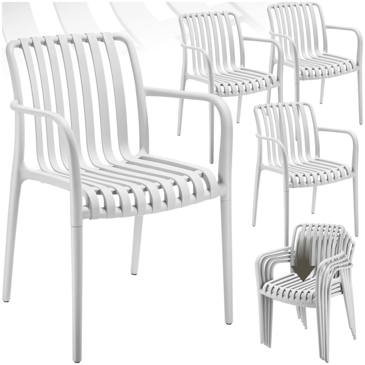 GARTENSTÜHLE Alcudia,54,5 x 58 x 80,5 cm, Belastbarkeit 120 kg,weiß - Creme, Textil (54.5/80.5/58cm) - tectake
