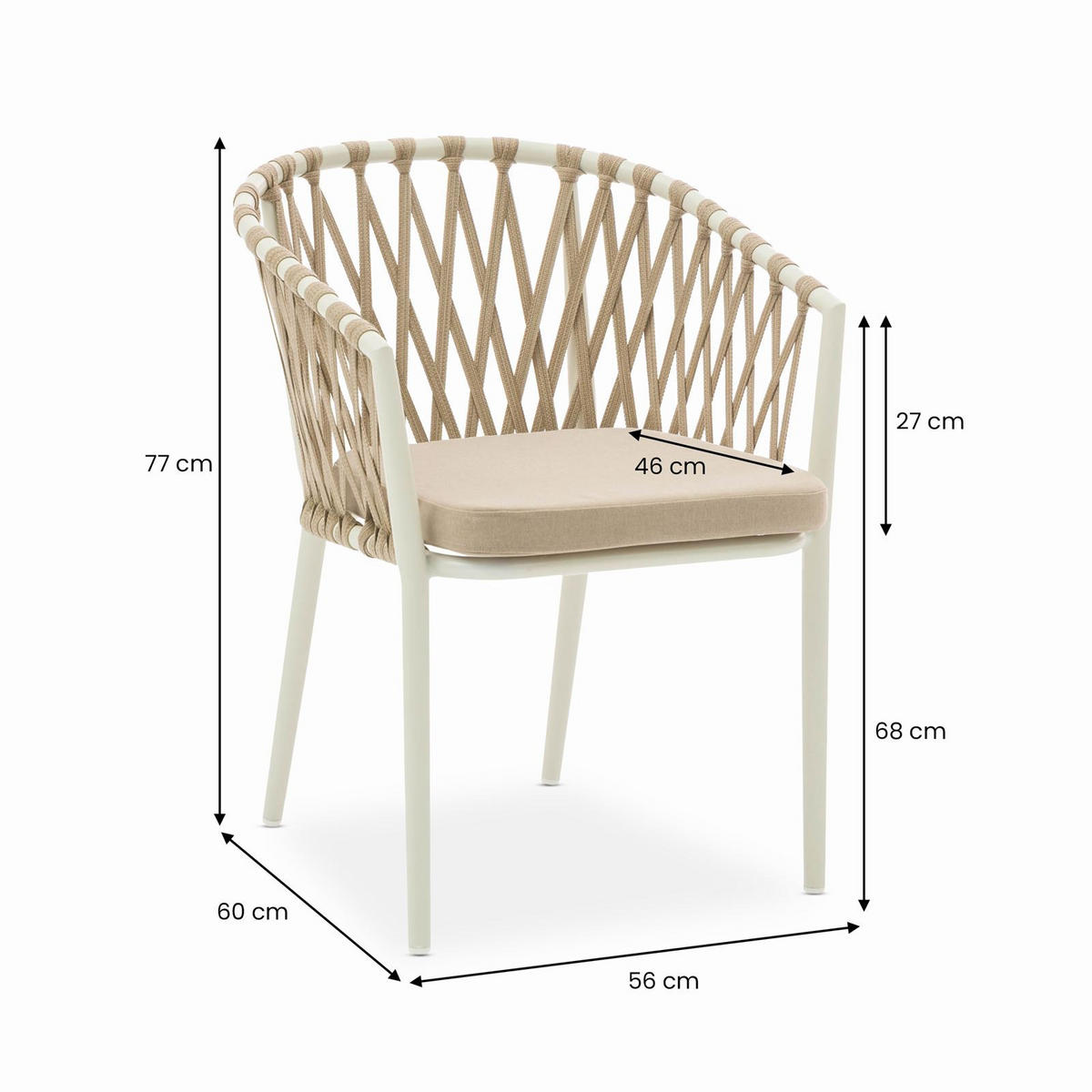 GARTENSTÜHLE SUNNY 6ER-SET - Weiß, Textil/Metall (56/78/62cm) - IDIMEX