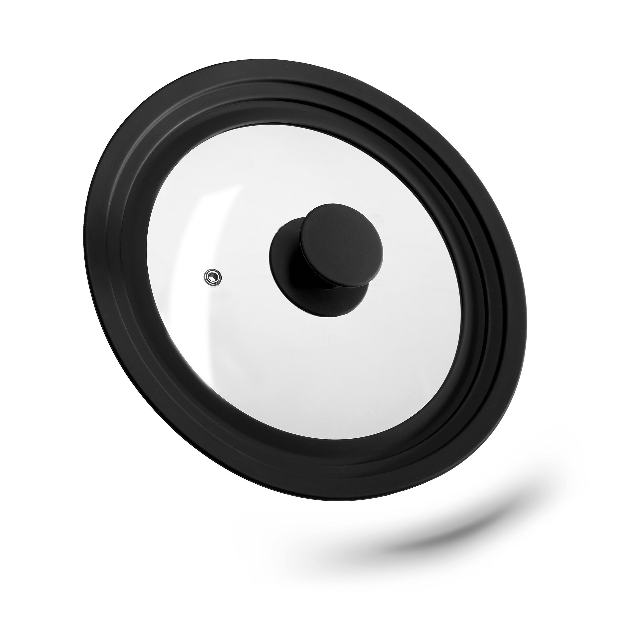 TOPFDECKEL - Schwarz, Glas/Kunststoff (25.5/25.5/5cm) - Relaxdays