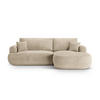 SCHLAFSOFA modular mit Bettkasten rechts Ella aus Samt leichtes beige 5 Sitzplätze - Creme, Textil (174/271cm) - Micadoni