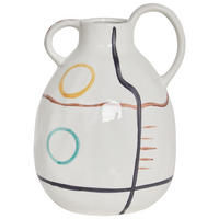 BLUMENVASE Steinzeug weiß Dory - Weiß, Stein (28cm) - Beliani