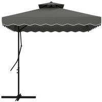 SONNENSCHIRM, Metall, Polyester, Grau - Dunkelgrau, Kunststoff/Metall (243/243cm) - Outsunny