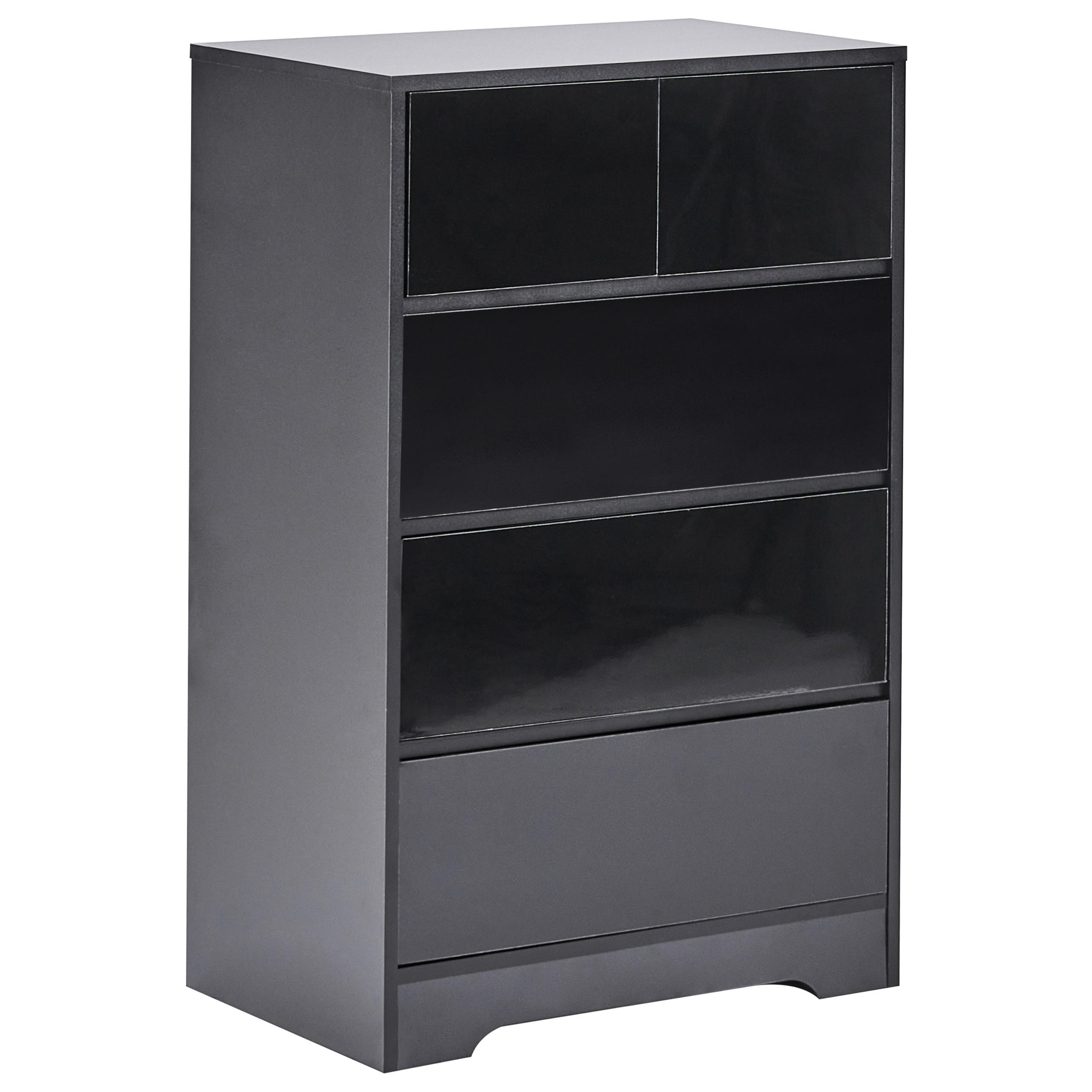 KOMMODE mit 5 Schubladen Schwarz Alberta - Schwarz, Holzwerkstoff (60/94/38cm) - Beliani